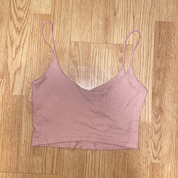 Top Shop Pink Cropped Tank Top, Size 2 - Picture 2 of 2